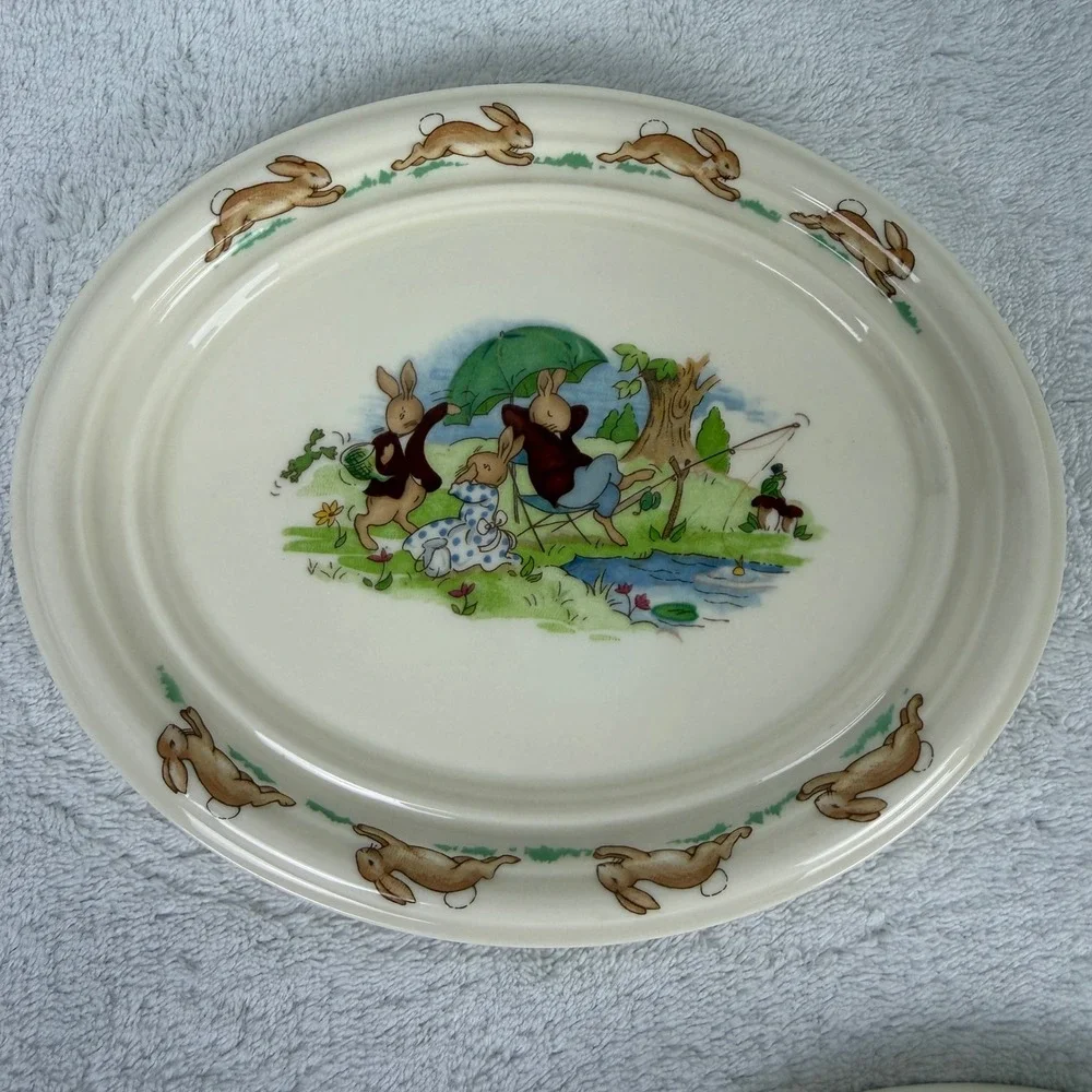 Royal Doulton Bunnykins Oval Plates Set of 2 English Fine Bone China‎ Vintage